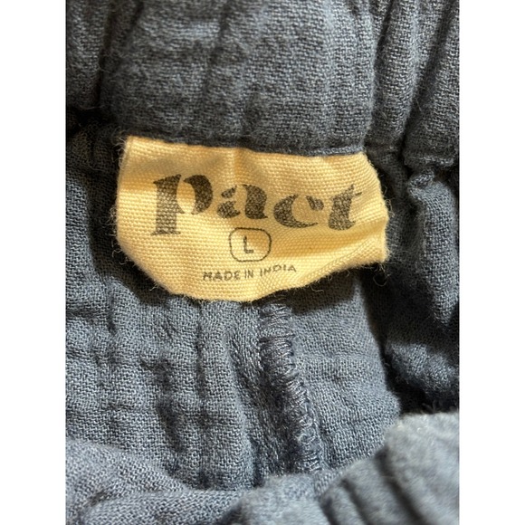 Pact Women's Blue Gauze Wide Leg Palazzo Pants Drawstring Waist Size L - Picture 7 of 13